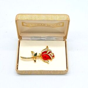 Vintage Jennifer Moore Enamel Rose Brooch MB